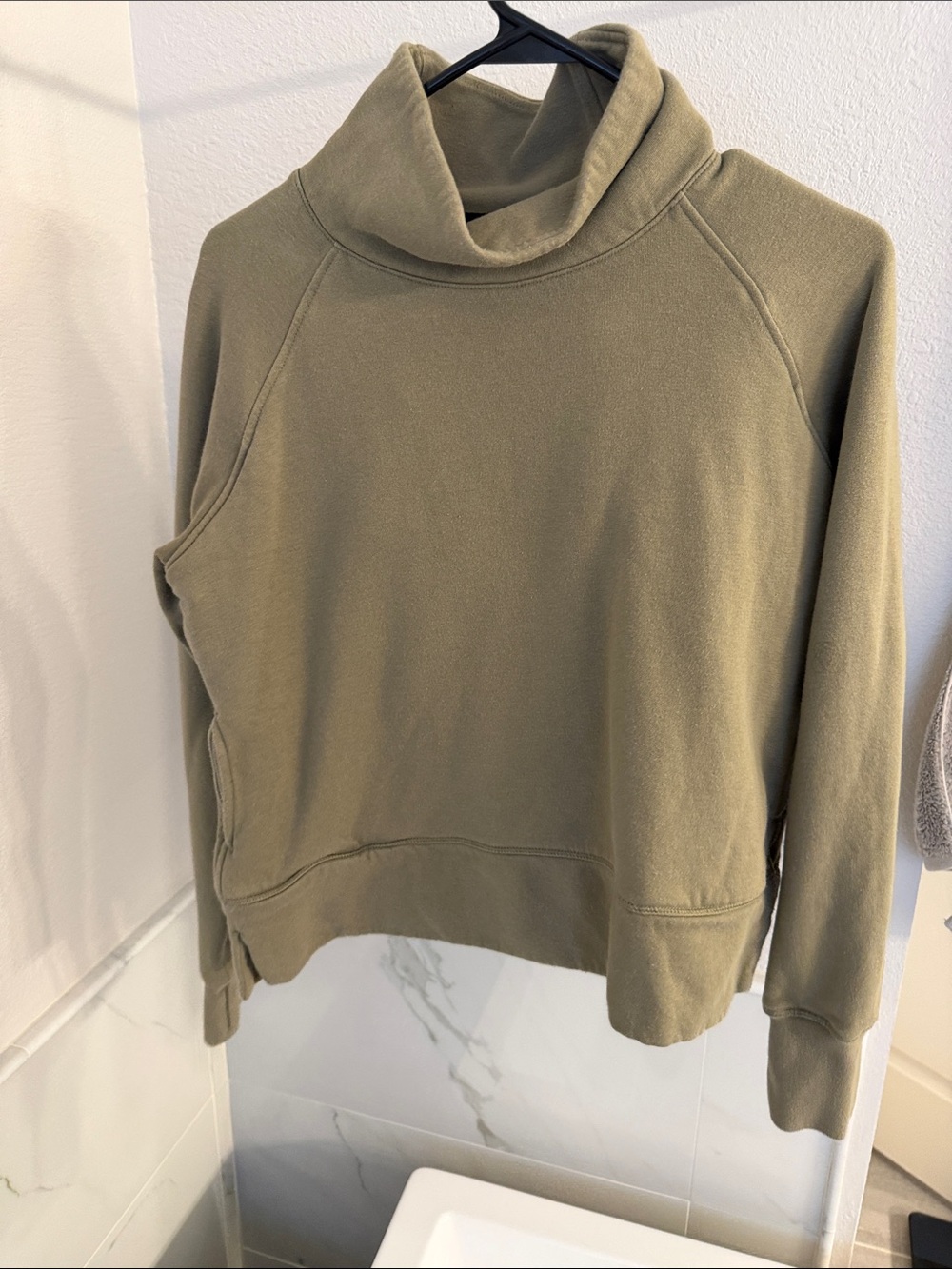 Olive Green Funnel Neck Sweatshirt with matching shorts